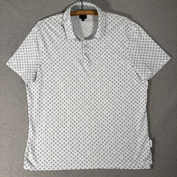 Armani Exchange Polo Shirt Men’s Size XL White Logo AOP Cotton Preppy Luxury - Picture 1 of 16